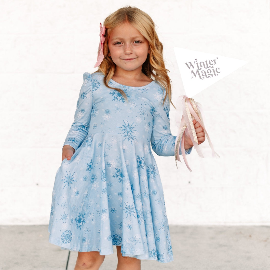 Winter Wonderland Puff Sleeve Twirl Dress